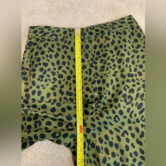 Zara khaki green black satin fluid leopard animal print pyjama pants Sz M NWT - Picture 10 of 13